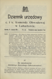 Dziennik urzędowy c. i k. Komendy Obwodowej w Lubartowie.1916, № 16 (15 listopada)
