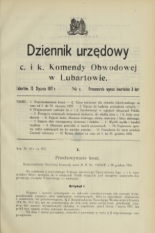 Dziennik Urzędowy c. i k. Komendy Obwodowej w Lubartowie.1917, № 1 (15 stycznia)