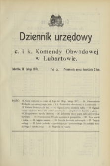 Dziennik urzędowy c. i k. Komendy Obwodowej w Lubartowie.1917, № 2 (10 lutego)