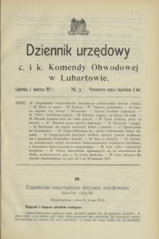 Dziennik urzędowy c. i k. Komendy Obwodowej w Lubartowie.1917, № 3 (1 kwietnia)