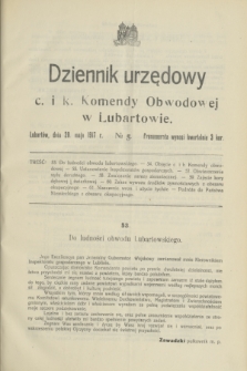 Dziennik urzędowy c. i k. Komendy Obwodowej w Lubartowie.1917, № 5 (20 maja)