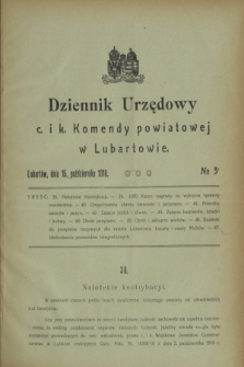 Dziennik Urzędowy c. i k. Komendy powiatowej w Lubartowie.1918, № 3 (15 października)