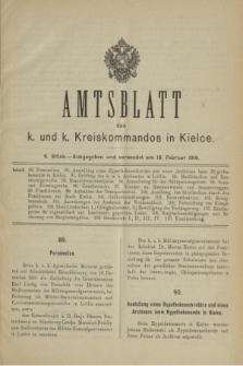 Amtsblatt des k. und k. Kreiskommandos in Kielce.1916, Stück 6 (15 Februar)