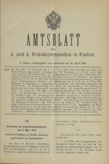 Amtsblatt des k. und k. Kreiskommandos in Kielce.1916, Stück 8 (15 April)