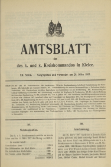 Amtsblatt des k. und k. Kreiskommandos in Kielce.1917, Stück 20 (28 März)