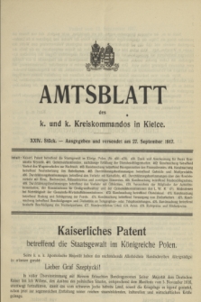 Amtsblatt des k. und k. Kreiskommandos in Kielce.1917, Stück 24 (27 September)