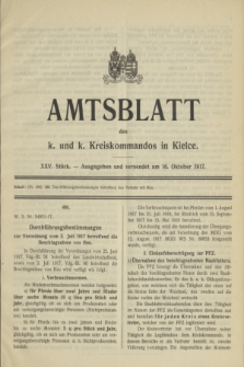 Amtsblatt des k. und k. Kreiskommandos in Kielce.1917, Stück 25 (16 Oktober)