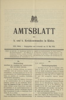 Amtsblatt des k. und k. Kreiskommandos in Kielce.1918, Stück 30 (18 Mai)