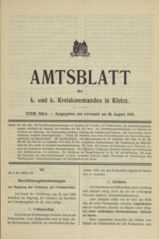 Amtsblatt des k. und k. Kreiskommandos in Kielce.1918, Stück 33 (26 August)