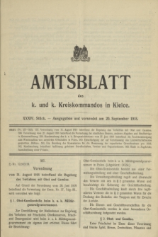 Amtsblatt des k. und k. Kreiskommandos in Kielce.1918, Stück 34 (20 September)
