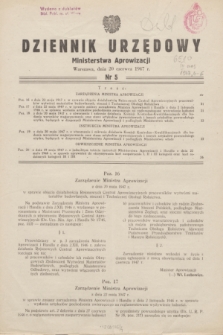 Dziennik Urzędowy Ministerstwa Aprowizacji.1947, nr 5 (20 czerwca)