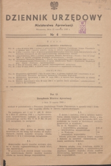 Dziennik Urzędowy Ministerstwa Aprowizacji.1948, nr 4 (15 czerwca)
