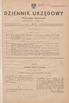 Dziennik Urzędowy Ministerstwa Aprowizacji.1948, nr 5 (30 sierpnia)