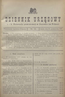 Dziennik Urzędowy c. i k. Komendy Powiatowej w Janowie (w Polsce).1917, nr 10 (16 października)