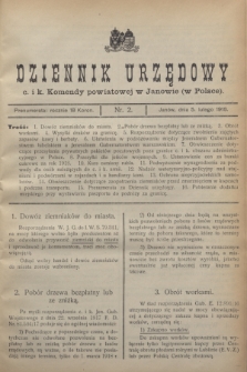 Dziennik Urzędowy c. i k. Komendy Powiatowej w Janowie (w Polsce).1918, nr 2 (5 lutego)
