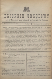 Dziennik Urzędowy c. i k. Komendy Powiatowej w Janowie (w Polsce).1918, nr 3 (6 marca)