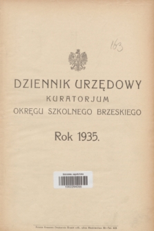 Dziennik Urzędowy Kuratorjum Okręgu Szkolnego Brzeskiego.R.12, skorowidz (1935)