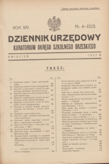 Dziennik Urzędowy Kuratorium Okręgu Szkolnego Brzeskiego.R.14, nr 4 (kwiecień 1937) = nr 122