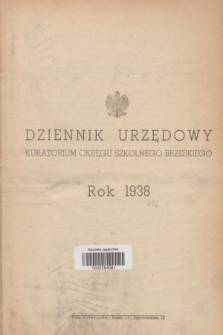 Dziennik Urzędowy Kuratorium Okręgu Szkolnego Brzeskiego.R.15, skorowidz alfabetyczny (1938)