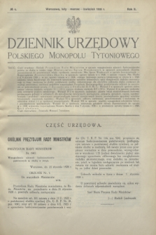 Dziennik Urzędowy Polskiego Monopolu Tytoniowego.R.2, № 4 (luty/marzec/kwiecień 1928)