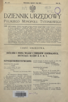 Dziennik Urzędowy Polskiego Monopolu Tytoniowego.R.3, № 1 (styczeń/luty 1929) = № 7
