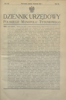 Dziennik Urzędowy Polskiego Monopolu Tytoniowego.R.3, № 2 (marzec/kwiecień 1929) = № 8