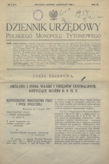 Dziennik Urzędowy Polskiego Monopolu Tytoniowego.R.3, № 5 (wrzesień/październik 1929) = № 11