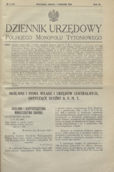Dziennik Urzędowy Polskiego Monopolu Tytoniowego.R.3 [i.e.4], № 2 (marzec/kwiecień 1930) = № 14