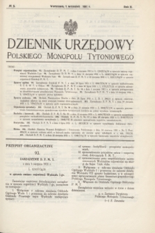 Dziennik Urzędowy Polskiego Monopolu Tytoniowego.R.5, № 5 (1 września 1931)