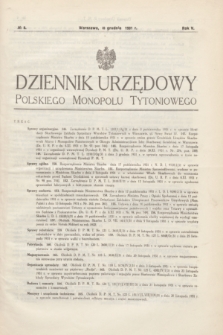Dziennik Urzędowy Polskiego Monopolu Tytoniowego.R.5, № 8 (10 grudnia 1931)