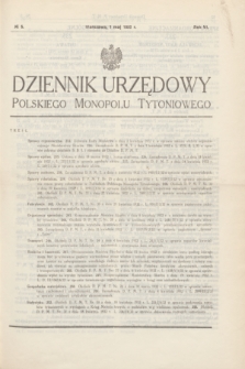 Dziennik Urzędowy Polskiego Monopolu Tytoniowego.R.6, № 5 (1 maja 1932)