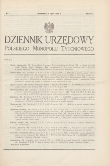 Dziennik Urzędowy Polskiego Monopolu Tytoniowego.R.6, № 7 (1 lipca 1932)