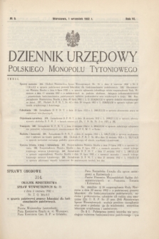 Dziennik Urzędowy Polskiego Monopolu Tytoniowego.R.6, № 9 (1 września 1932)