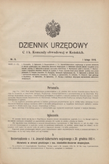 Dziennik Urzędowy C. i K. Komendy Obwodowej w Końskich.1916, nr 8 (1 lutego)