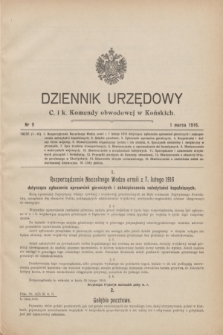 Dziennik Urzędowy C. i K. Komendy Obwodowej w Końskich.1916, nr 9 (1 marca)