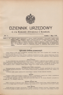 Dziennik Urzędowy C. i K. Komendy Obwodowej w Końskich.1916, nr 11 (1 maja)