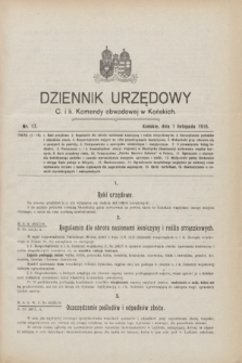 Dziennik Urzędowy C. i K. Komendy Obwodowej w Końskich.1916, nr 17 (1 listopada)