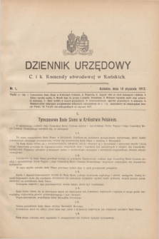 Dziennik Urzędowy C. i k. Komendy obwodowej w Końskich.1917, № 1 (10 stycznia)