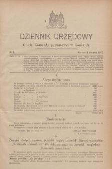 Dziennik Urzędowy C. i K. Komendy Powiatowej w Końskich.1917, nr 5 (8 sierpnia)