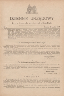 Dziennik Urzędowy C. i K. Komendy Powiatowej w Końskich.1917, nr 7 (15 grudnia)