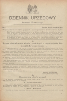 Dziennik Urzędowy Powiatu Koneckiego.1918, nr 4 (6 września)