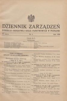 Dziennik Zarządzeń Dyrekcji Okręgowej Kolei Państwowych w Poznaniu.1930, nr 4 (12 marca)