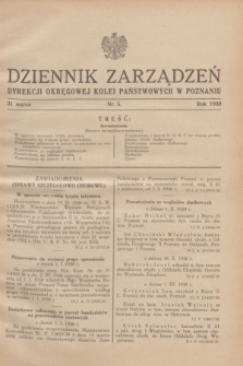 Dziennik Zarządzeń Dyrekcji Okręgowej Kolei Państwowych w Poznaniu.1930, nr 5 (31 marca)