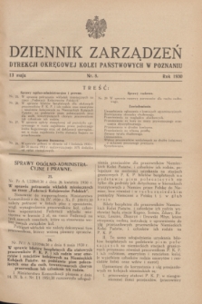 Dziennik Zarządzeń Dyrekcji Okręgowej Kolei Państwowych w Poznaniu.1930, nr 8 (13 maja)