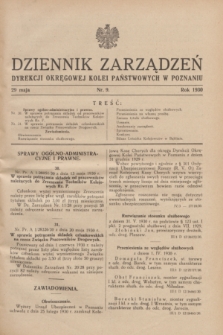 Dziennik Zarządzeń Dyrekcji Okręgowej Kolei Państwowych w Poznaniu.1930, nr 9 (29 maja)