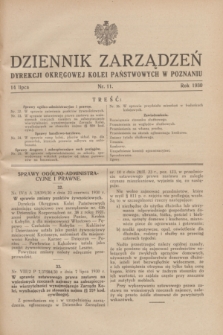 Dziennik Zarządzeń Dyrekcji Okręgowej Kolei Państwowych w Poznaniu.1930, nr 11 (14 lipca)