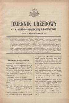 Dziennik Urzędowy C. i K. Komendy Obwodowej w Kozienicach.1916, cz. 3 (26 lutego)