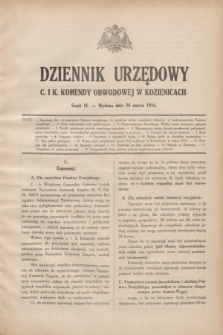 Dziennik Urzędowy C. i K. Komendy Obwodowej w Kozienicach.1916, cz. 4 (24 marca)