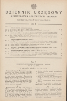 Dziennik Urzędowy Ministerstwa Aprowizacji i Handlu.1945, nr 3 (5 czerwca)