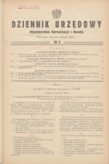 Dziennik Urzędowy Ministerstwa Aprowizacji i Handlu.1946, nr 2 (25 stycznia)